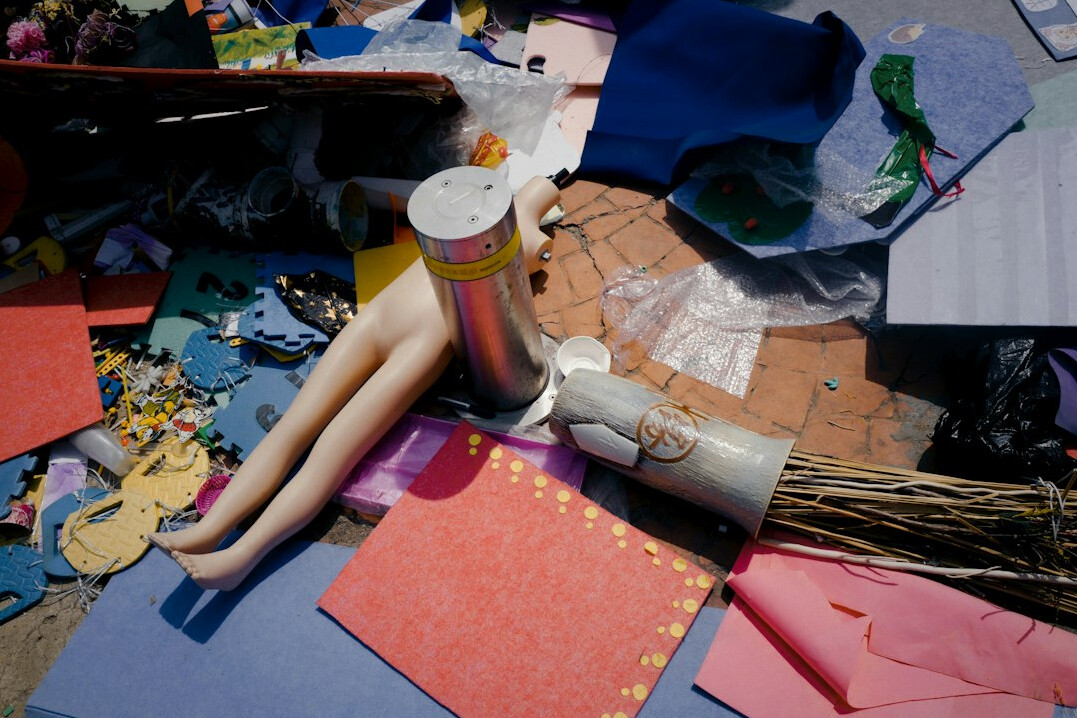 Upholstery repair materials laid out on a table